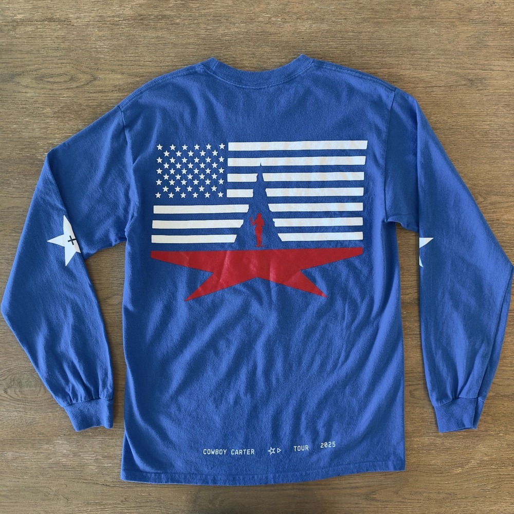Beyonce American Requiem Long Sleeve Tee-Blue-Sz M-Cowboy Carter Tour 2025 Merch - Picture 12 of 14